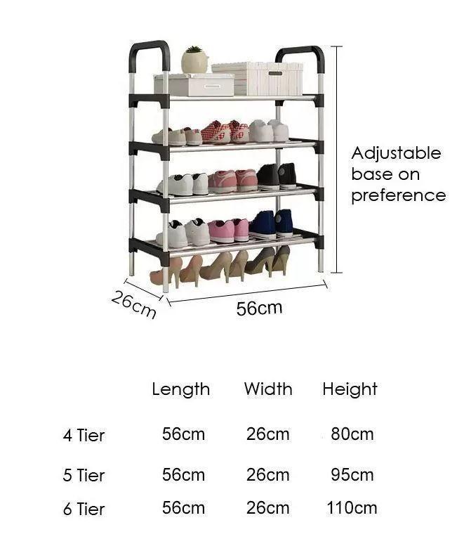 Stainless Steel Foldable 4 Layers Open Shoe Rack